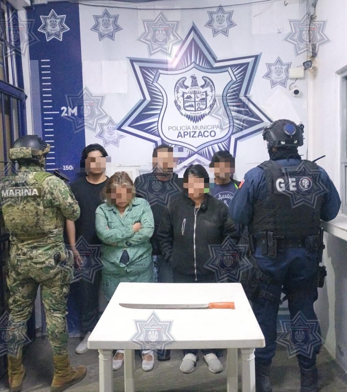 Detienen Policía de Apizaco y Marina a cinco sujetos por lesiones a elementos